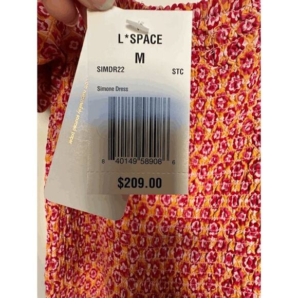 L*Space Womens Summatime Check Off The Shoulder Simone Maxi Dress Size M NWT - Picture 12 of 12